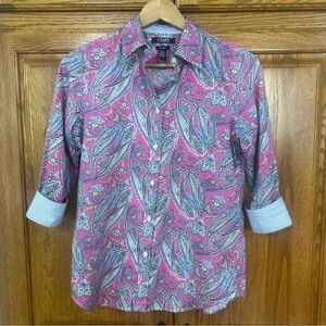 Chaps Pink and Blue Paisley Shirt